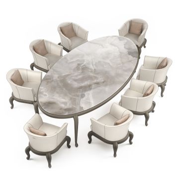 Samuele Mazza by DFN Canopo T2 Oval Table and 8 Bridge Armchairs
