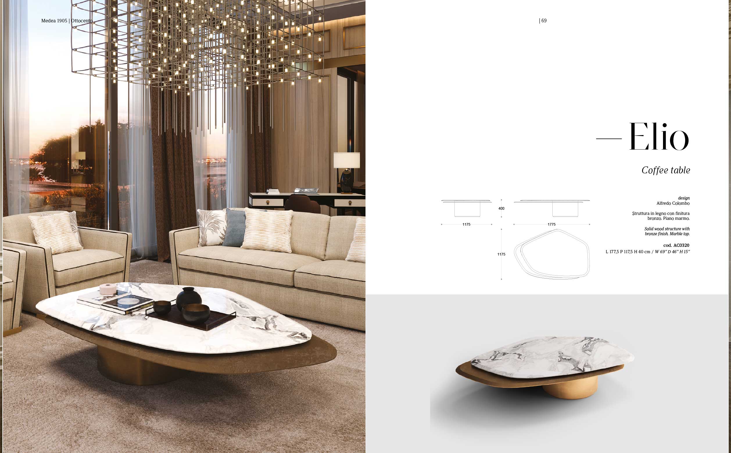 Elio coffee table by Medea – Elegant sculptural centerpiece in refined living room setting